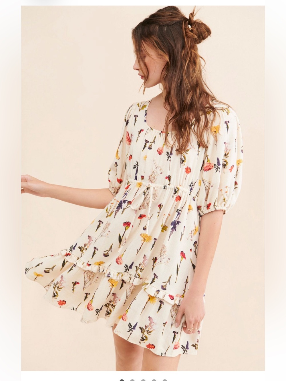 Lisa Says Gah Leila Floral Cream Dress size Medium